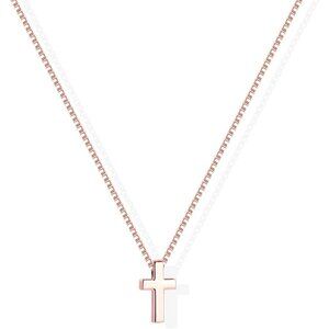 Women 01 Tiny Cross -Rose 14K Gold Silver Cross Necklace - Non Tarnish Jewelry